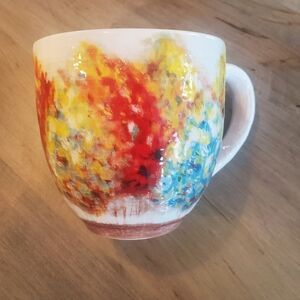 Pier 1 Rare Watercolor Ceramic Large Art Mug
